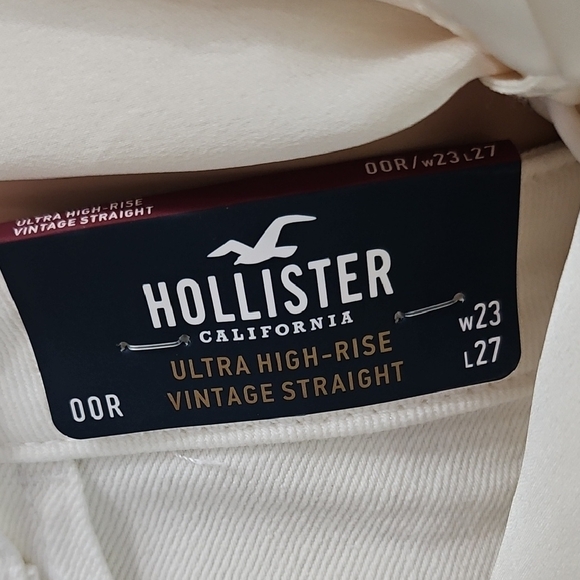 NWT Ultra High Rise Hollister Cream and White Ankle Jeans - Picture 5 of 10
